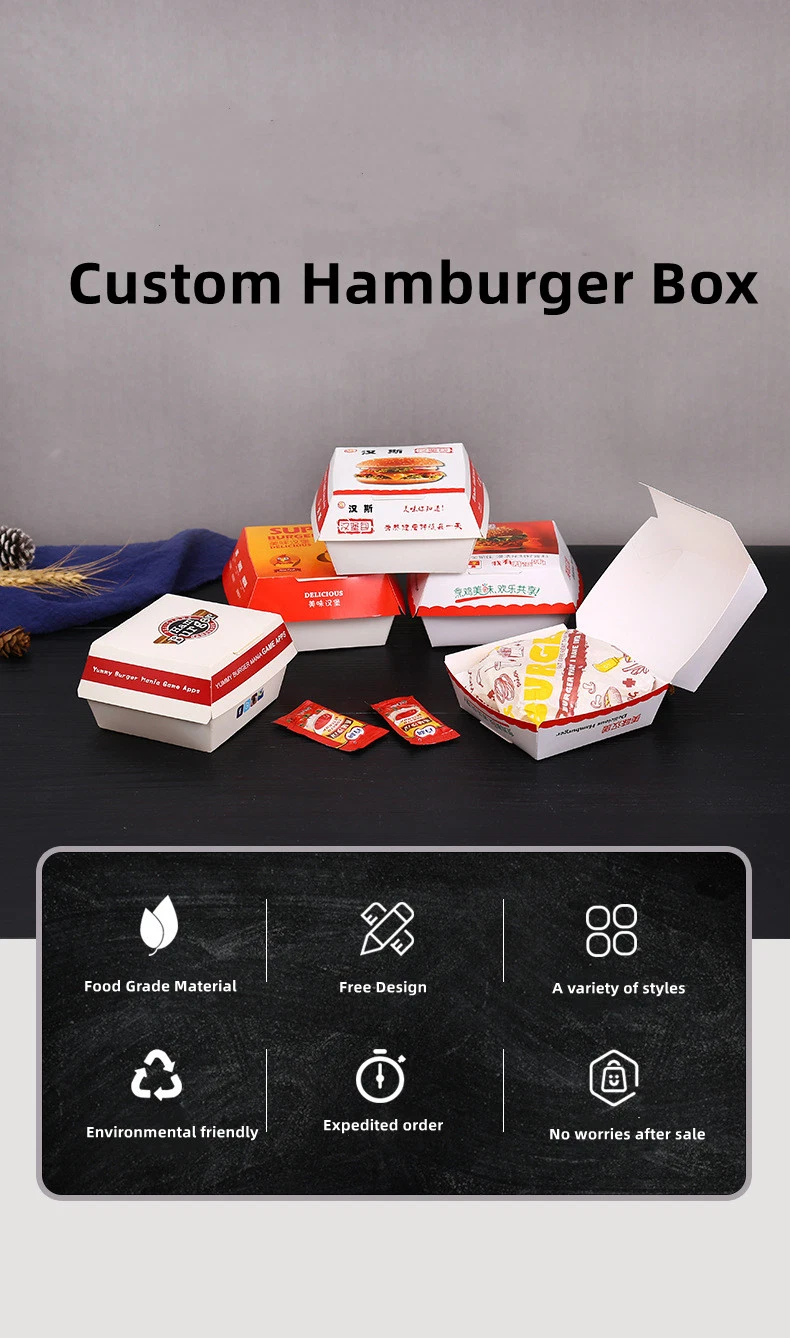 Customized Printed Logo Paper Packaging Hamburger Burger Box