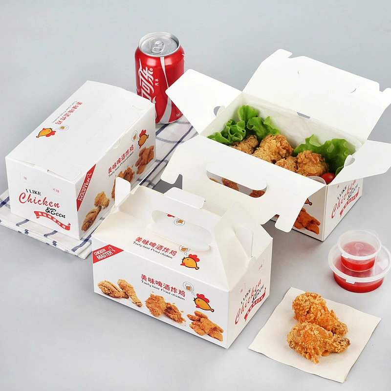 Wholesale Custom Printed Takeaway Paper Containers Burger French Fries Popcorn Fried Chicken Cake Food Packaging Box