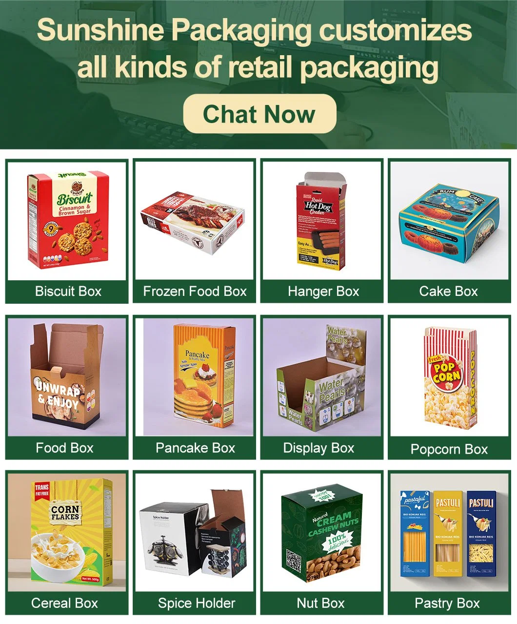 Custom Print Biodegradable Supermarket Paper Cardboard Biscuit Cookie Frozen Food Cereal Dry Nut Pasta Packaging Box