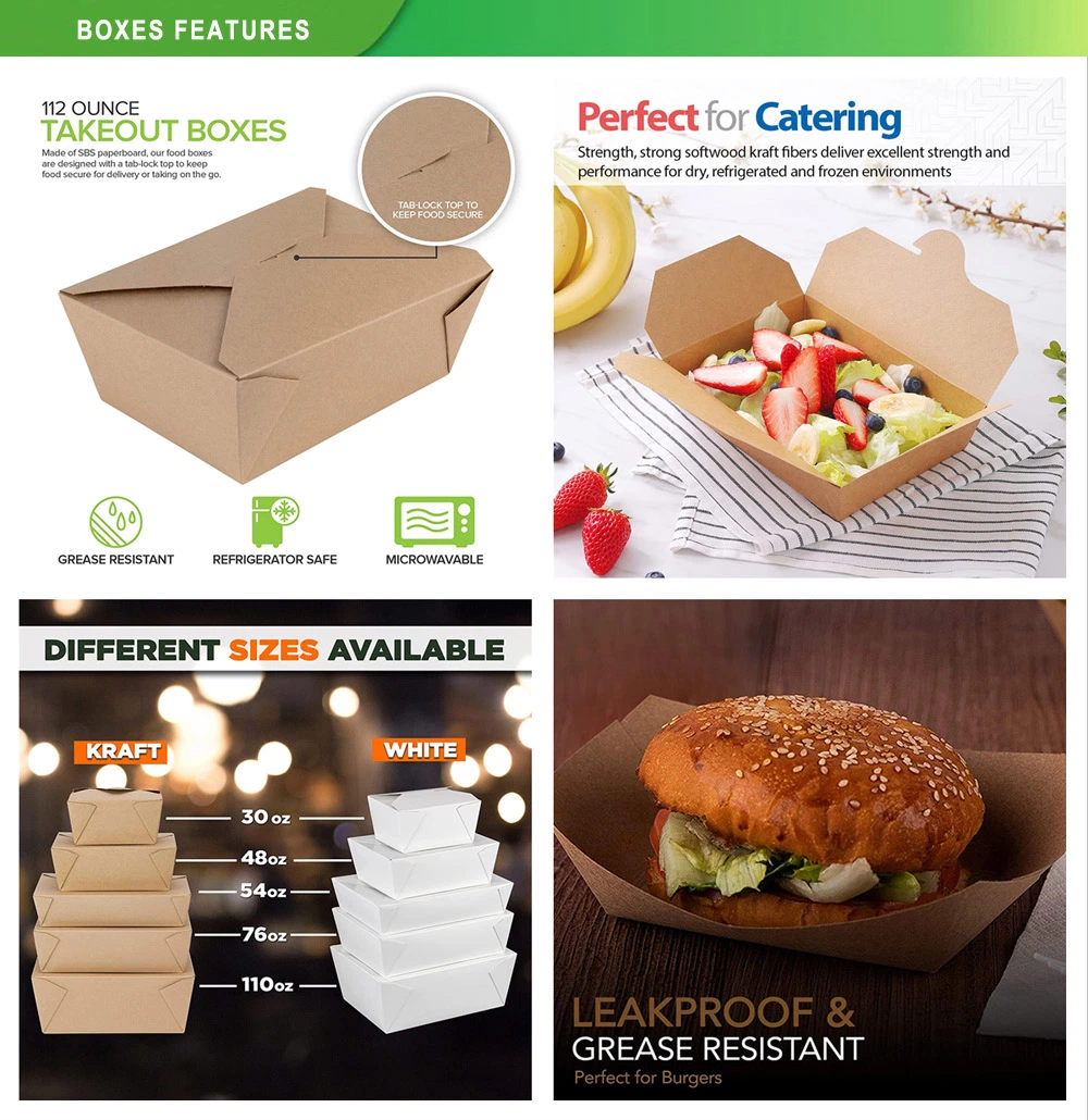 Foodes Containers for Packaging Large Kraft Paper Food with Lid Box