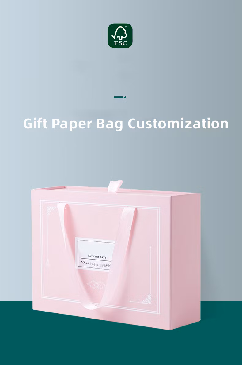 Wholesale Custom Printing Recyclable Cake Candy Red Marry Christmas Party White Cardboard Gift Paper Bag