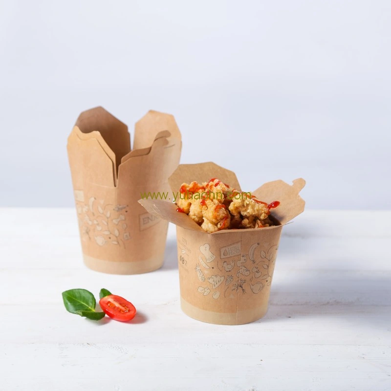 16oz 26oz Biodegradable Takeaway Catering Chinese Kraft Paper Noodle Box