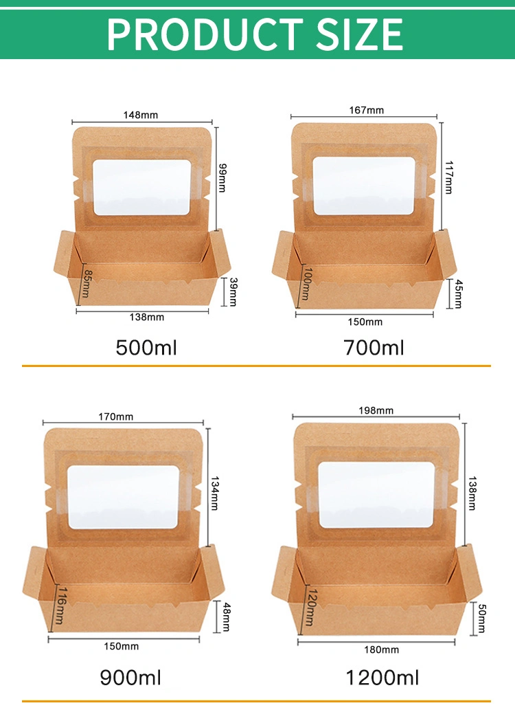 Wholesale Food Grade Kraft Paper Box Takeaway Packaging