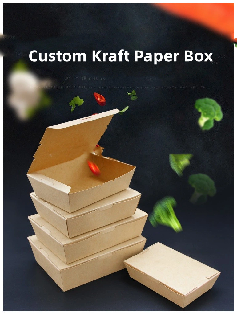 Custom Wholesale Print Logo Disposable Small White Pizza Takeaway Fast Food Kraft Packaging Paper Lunch Box