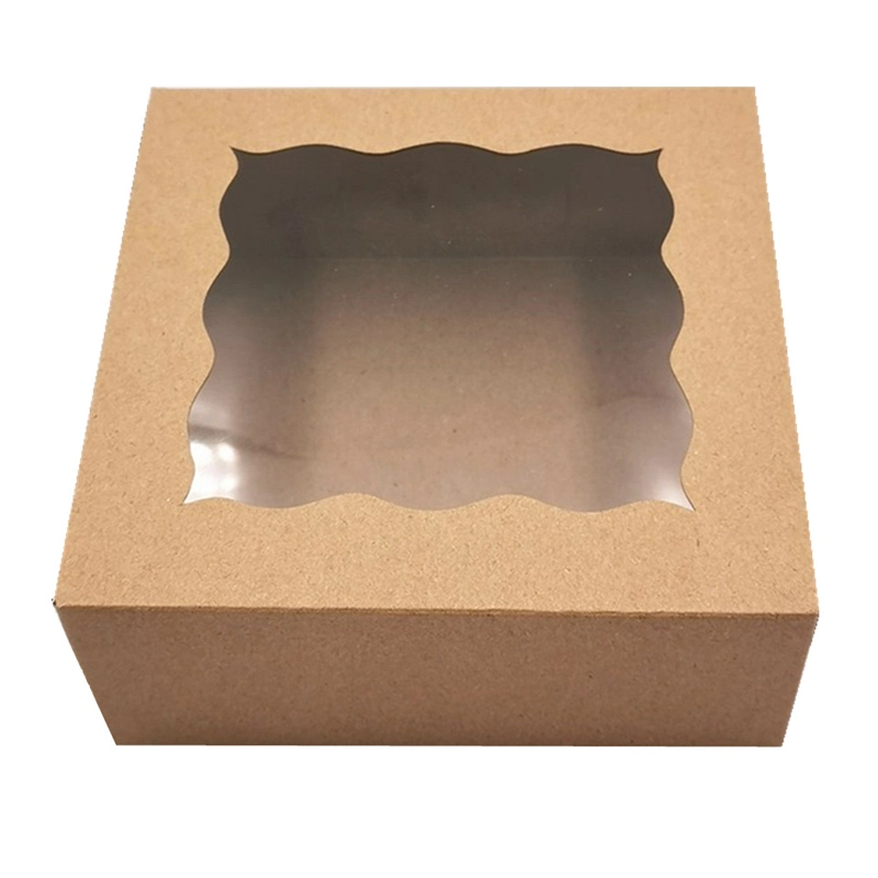 Wholesale Kraft Paper Food Mini Cheesecakes Pastry Macarone Chocolate Cake Packaging Box with Clear Window