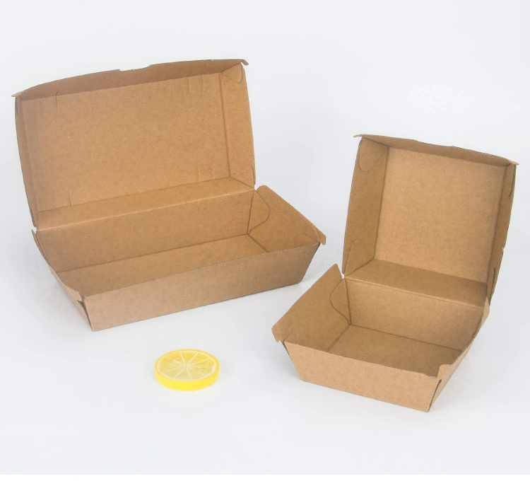 Custom Full Color Brown White Square Large Mini Disposable Corrugated Take out Folding Paper Food Packaging Burger Box