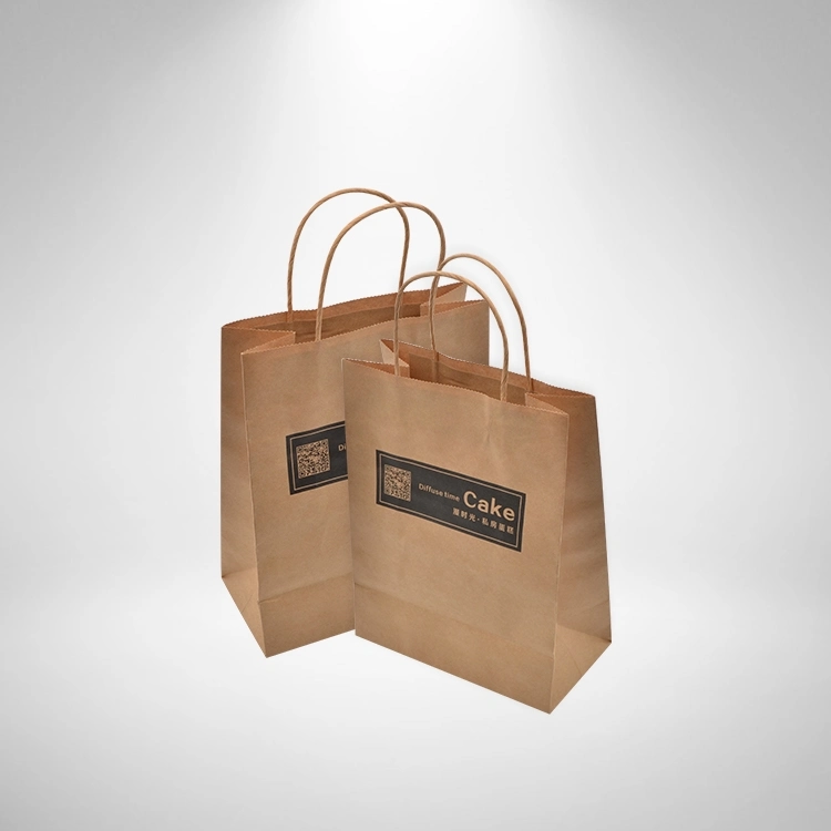 Promotional Gift Packaging Custom Logo Printed Recycled Takeaway Small Shopping Brown Kraft Paper Bags with Handles