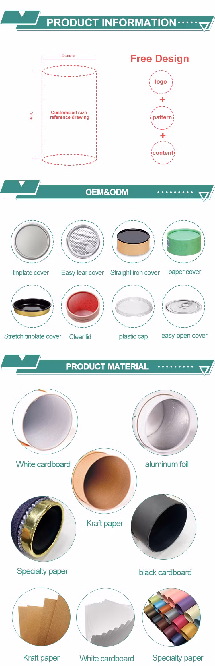 Custom Cylinder Packaging Kraft Paper Roll Core Cardboard Colorful Follower Tube Round Gift Box for Nuts/Cookies/Snack