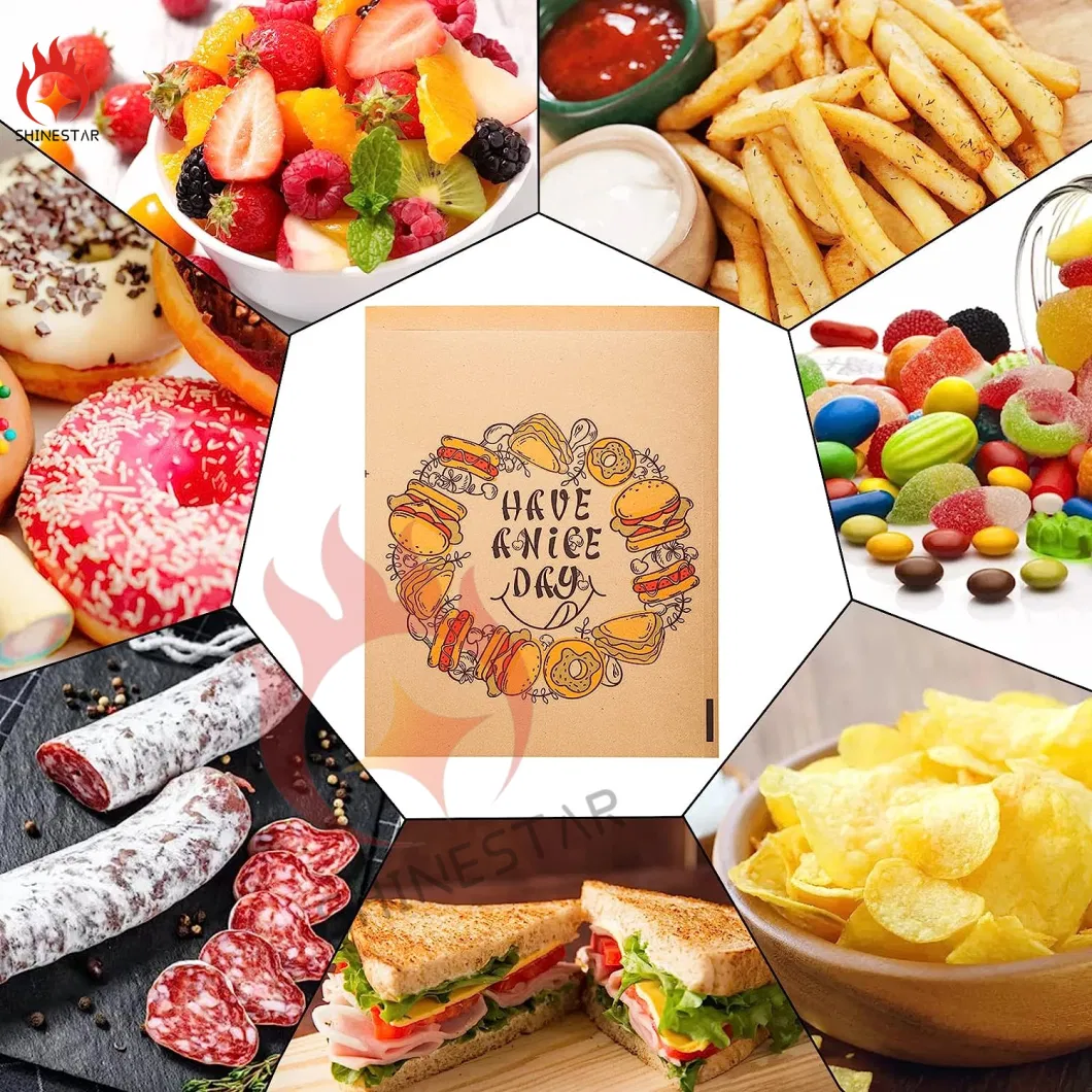 6.7" X 8" Brown Paper Treat Bags Grease Resistant Kraft Bags Small Flat Envelopes Favor Bags for Cookies Snacks Candy Donut Hamburger