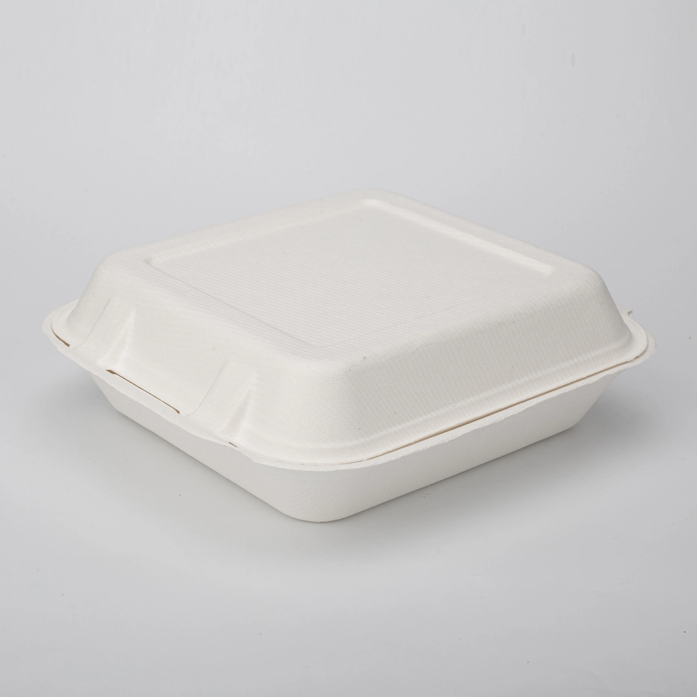 8&quot; X 8&quot;/9X9 Compostable Clamshell Takeaway Lunch Box for Restaurant, Party