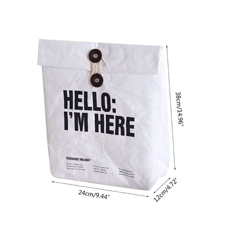 Wholesale Hot Sale Reusable Durable Insulated Thermal DuPont Kraft Brown Paper Leakproof Waterproof Tyvek Cooler Lunch Bag