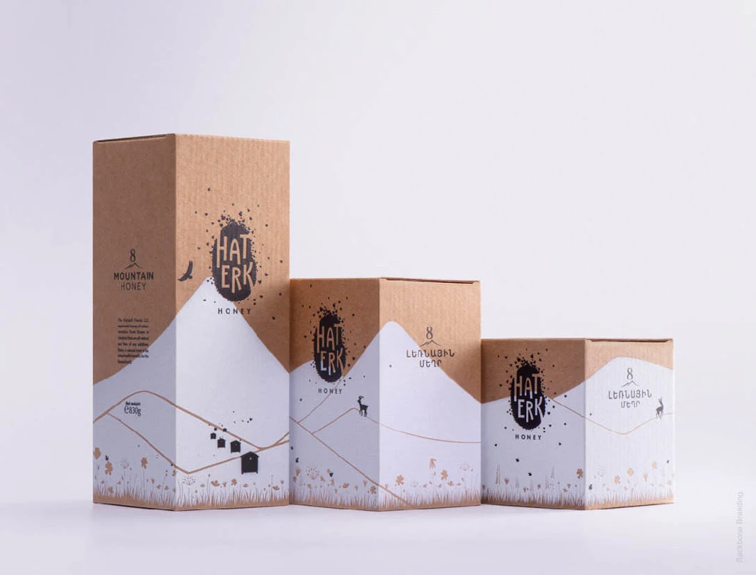 Eco-Friendly Brown/White/Black Kraft Paper Packaging Box with Custom Printing for Glass Jar/Bottle