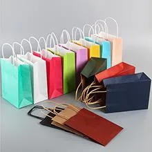 Large Biodegradable Kraft Paper Bags with Handles, Brown Paper Bag