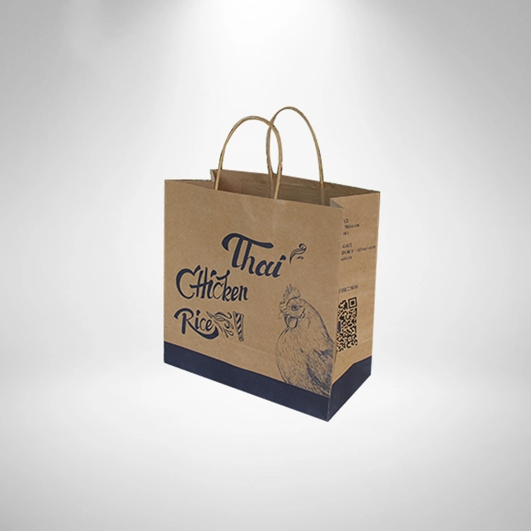 Promotional Gift Packaging Custom Logo Printed Recycled Takeaway Small Shopping Brown Kraft Paper Bags with Handles