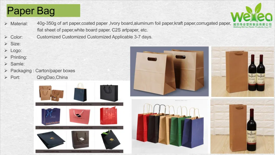 Custom Printing Size Color Fast Food Takeout Brown Black White Colorfull Packaging Kraft Paper Bags with Twisted Handle