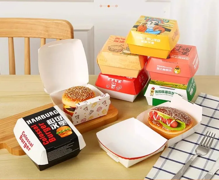 Burger Plate Custom Sandwich Hamburger Paper Box