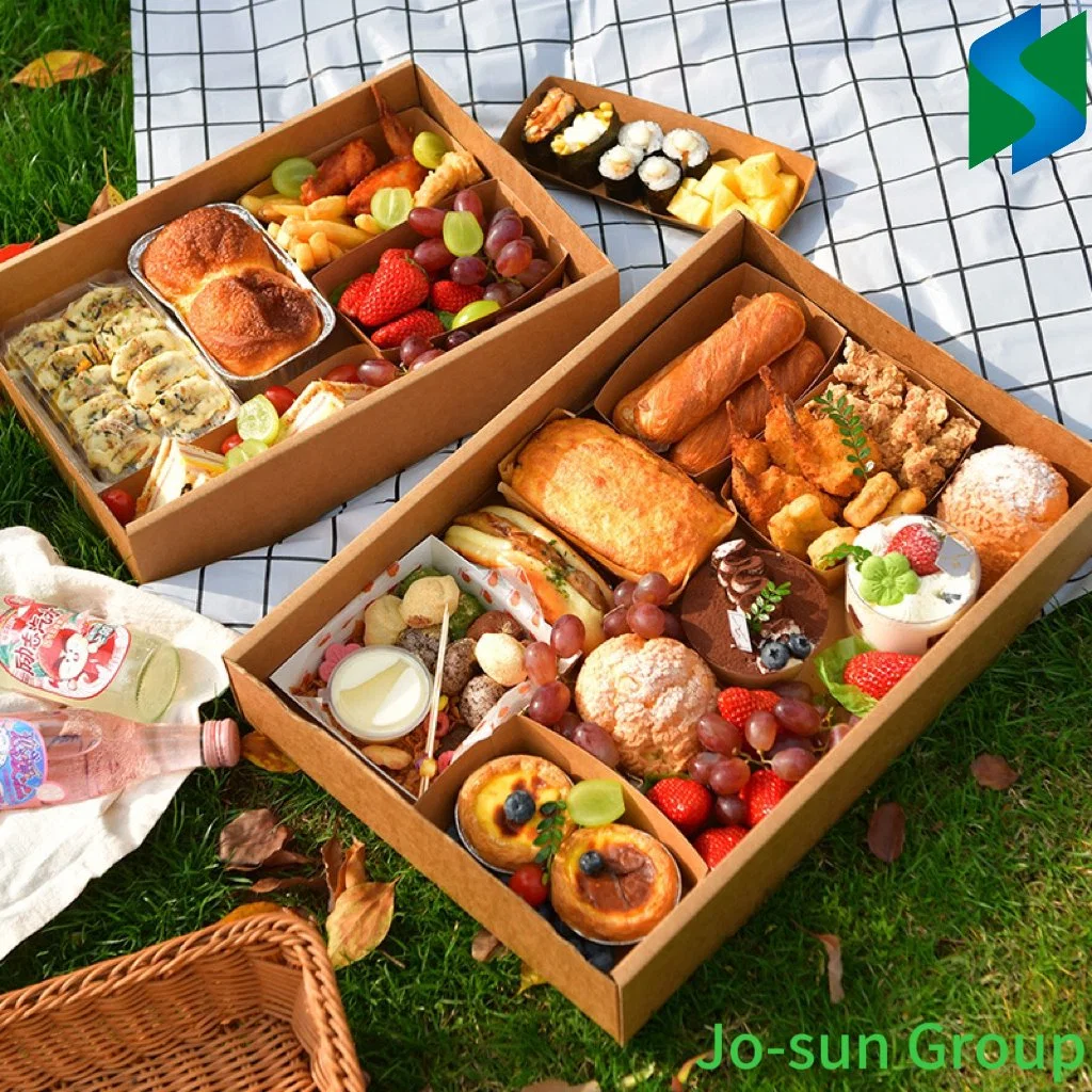 Factory Hot Sale Kraft Paper Cake Box Large Strong Picnic Pizza Snack Box Paper Box with Clear Lid