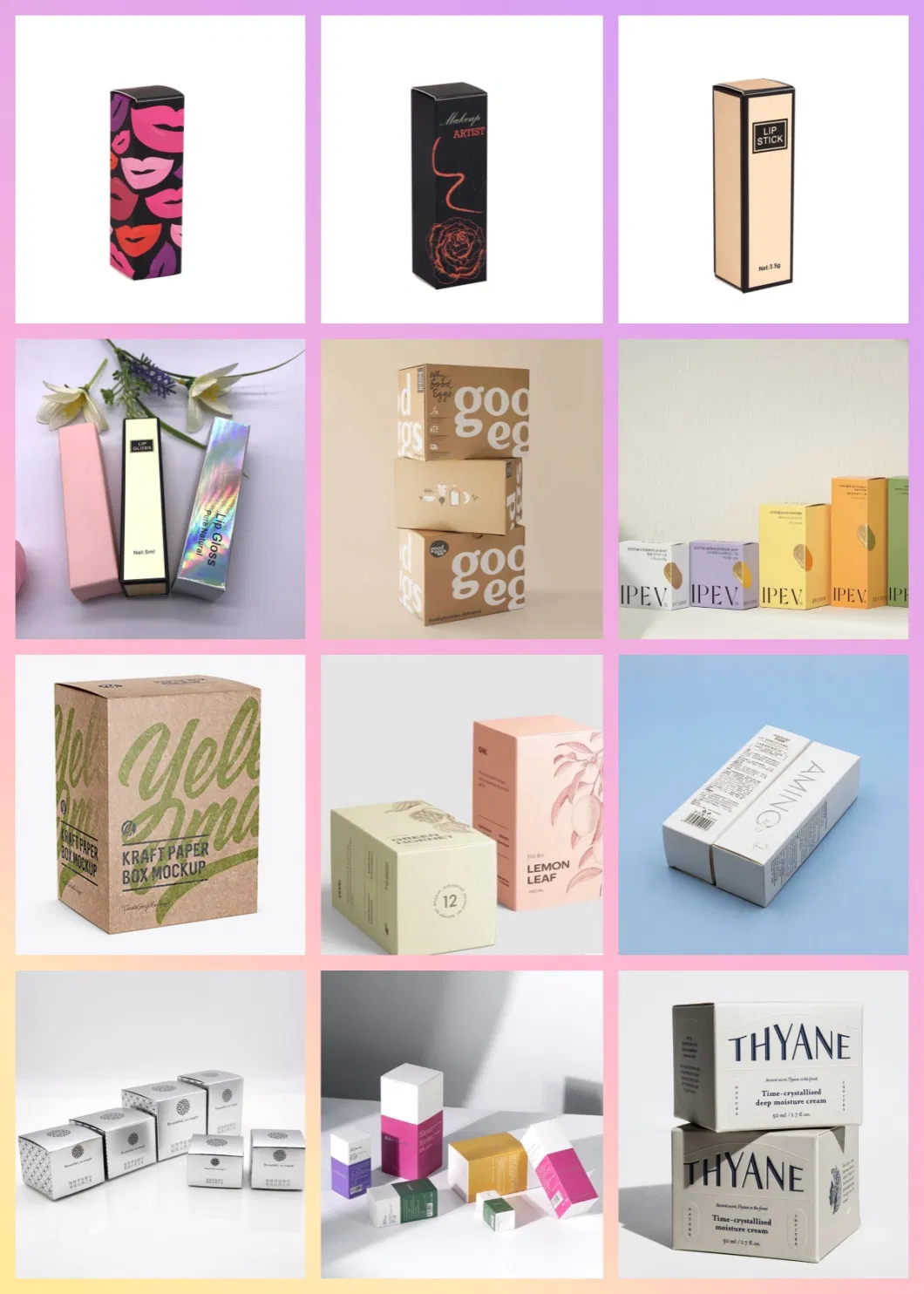 350GSM Card Stock Paper Box for Cosmetic Tools Custom Box Packaging Printing