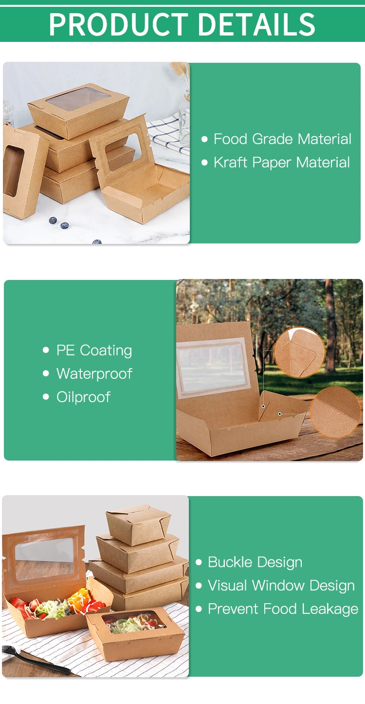 Wholesale Food Grade Kraft Paper Box Takeaway Packaging