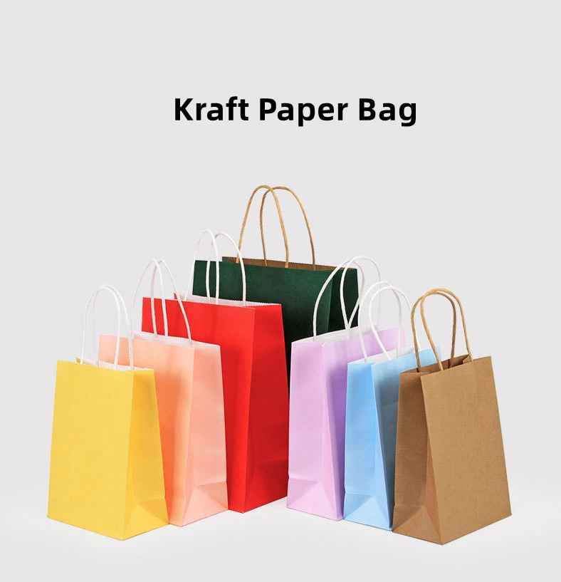 Wholesale Big Small Biodegradable Luxury Shopping Kraft Paper Gift Shop Bags with Logo Handle