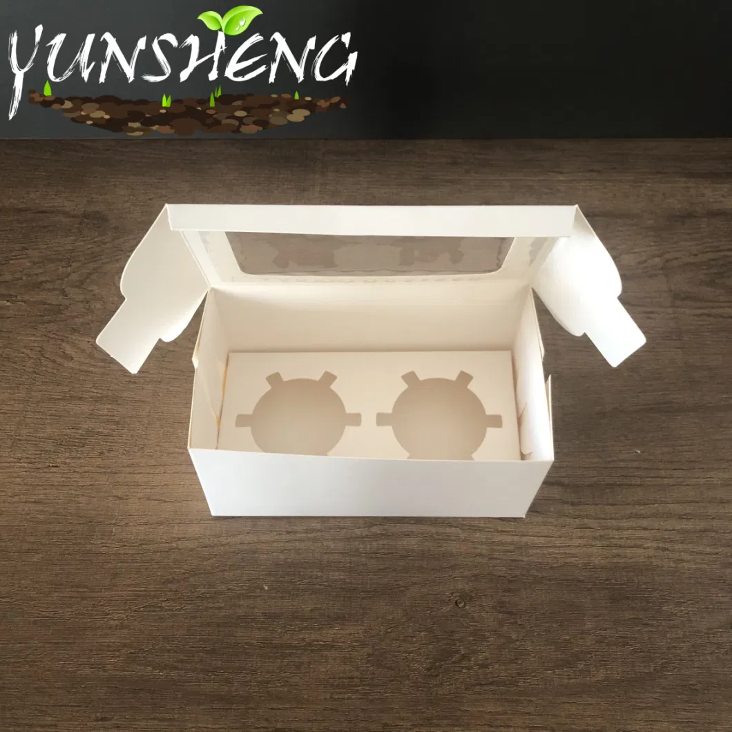 Disposable Kraft Cupcake Cardboard Paper Box with Displaying Window