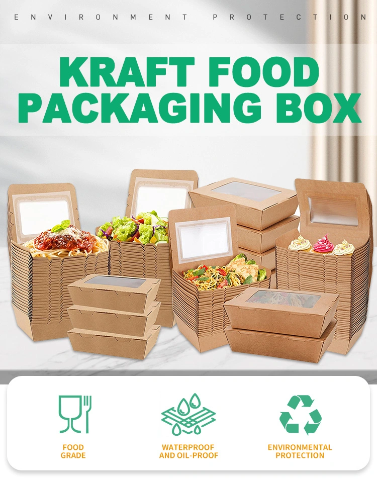 Wholesale Food Grade Kraft Paper Box Takeaway Packaging