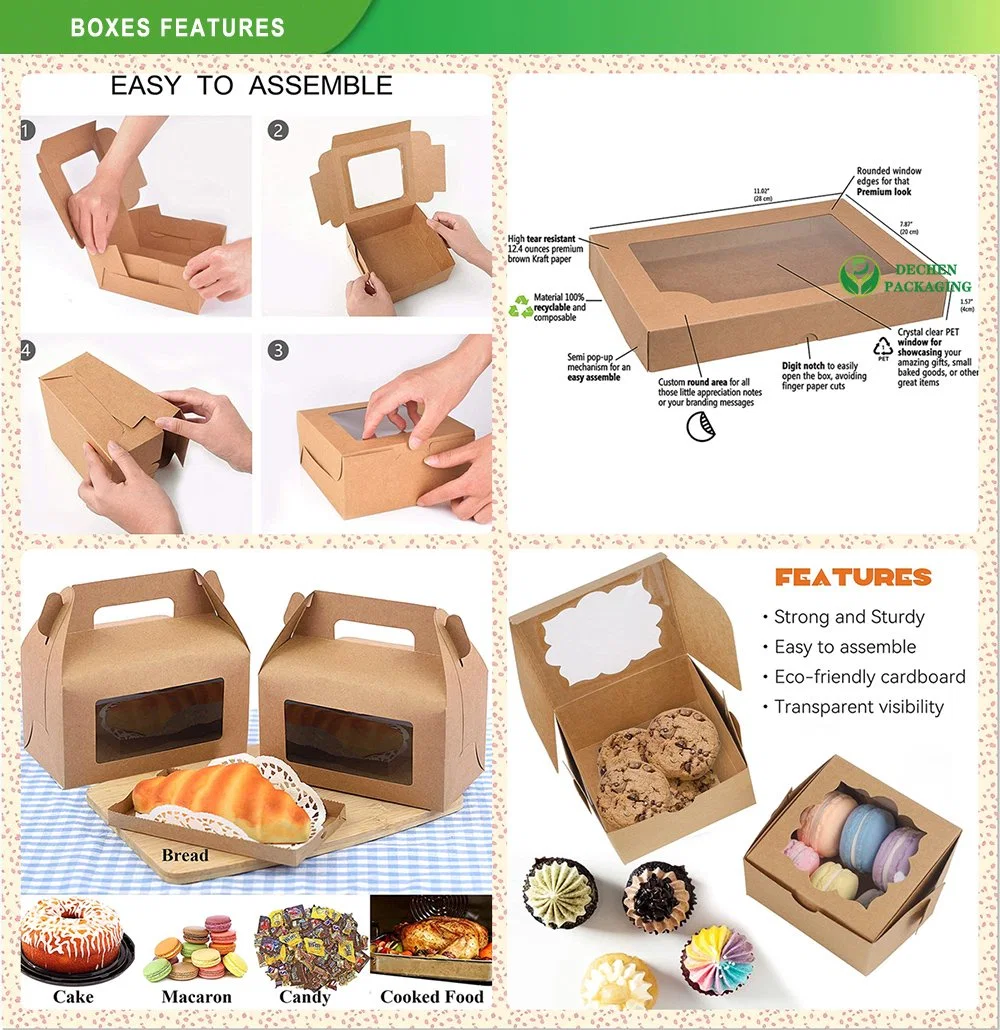 Foodes Containers for Packaging Large Kraft Paper Food with Lid Box