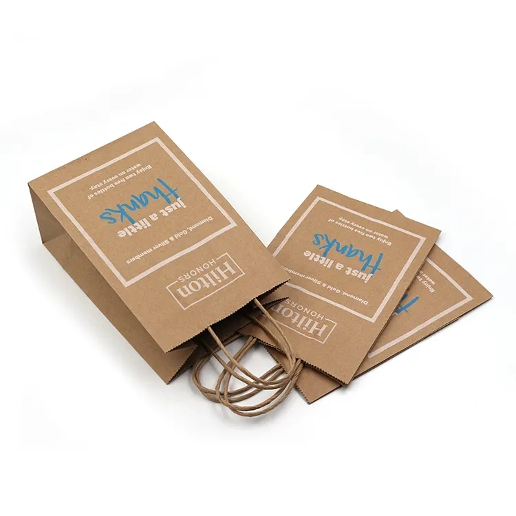 Custom Luxury Black White Brown Kraft Gift Shopping Paper Bags with Logo