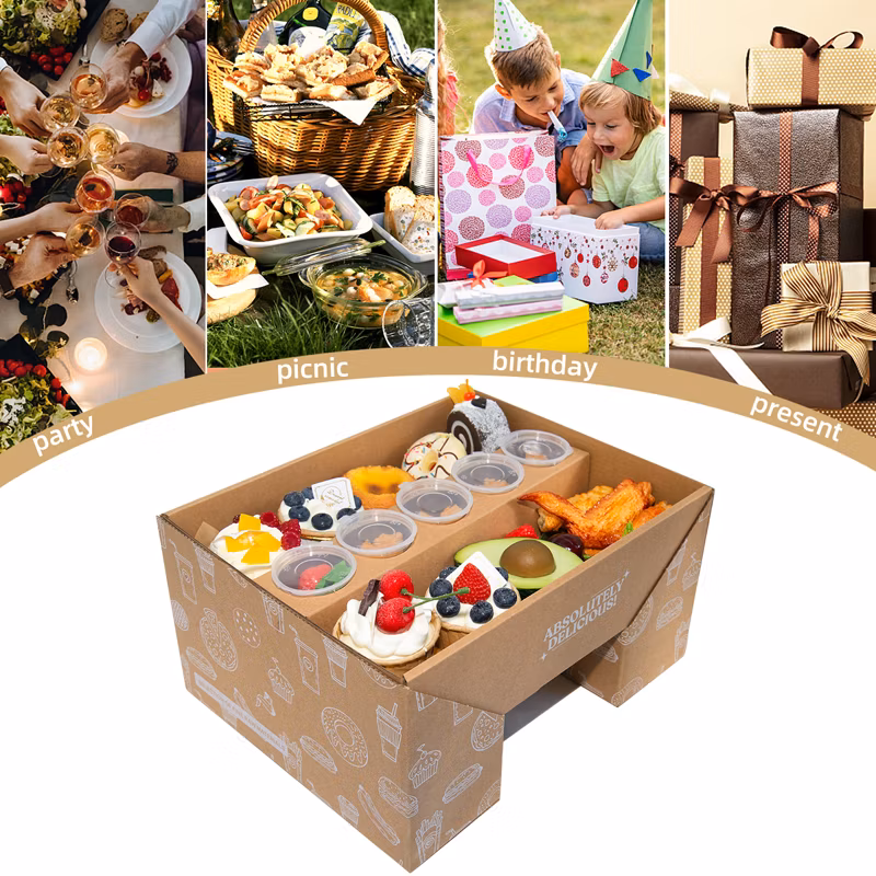 Bdl Takeaway Paperboard Window Bakery Box Cookie Sandwich Cake Pastry Dessert Box Camping Picnic Kraft Corrugated Paper Box for Food
