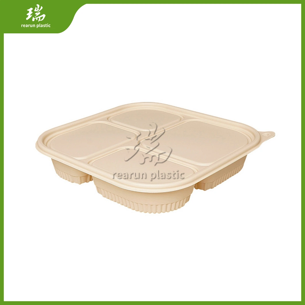 Rearun Biodegradable Cornstarch Lunch Box China Wholesaler Custom Paper Takeaway Bento Box Disposable Lunch