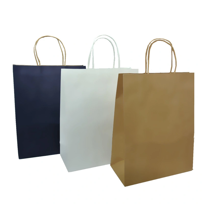 White Kraft Paper Shopping Gift Carrier Packing Bag with Twist Handle