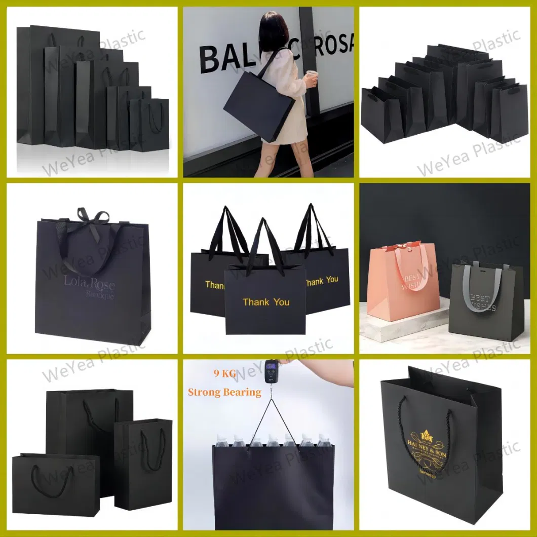 Custom Printing Size Color Fast Food Takeout Brown Black White Colorfull Packaging Kraft Paper Bags with Twisted Handle