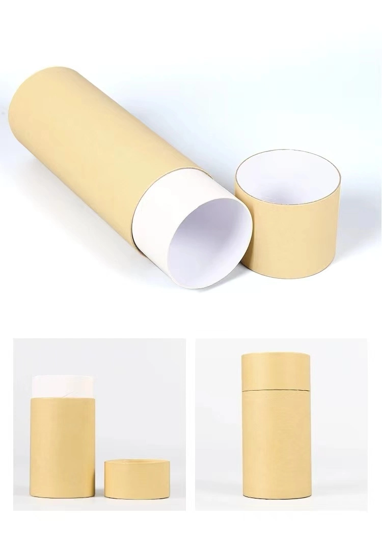 Customizable Empty Kraft Paper Cylinder Gift Boxes with Lid for Water Bottle Tea Coffee Tissue Oil