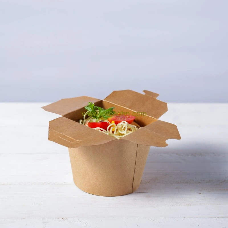 16oz 26oz Biodegradable Takeaway Catering Chinese Kraft Paper Noodle Box