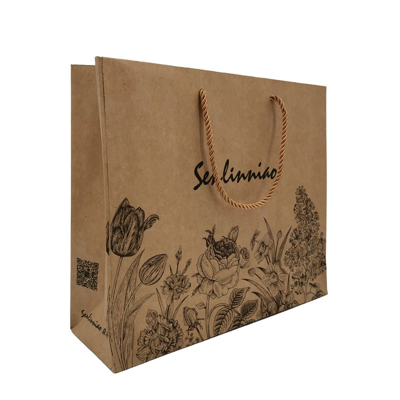 Large Kraft Brown Shopping Paper Bags with Handles for Food Grocery Shopping