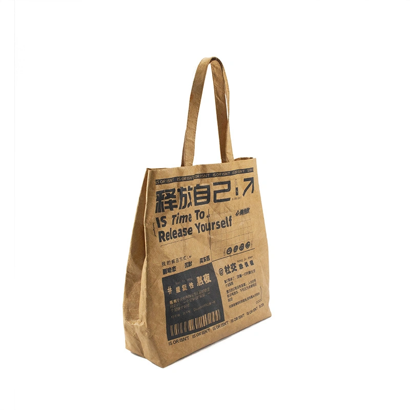 High Quality Brown Durable Waterproof Coated DuPont Paper Thermal Bag Insulated Lunch Cooler Tyvek Tote Bag for Food with Custom Logo