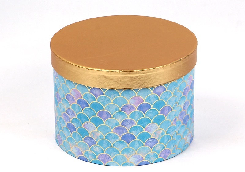 Custom Gold Stamping Mermaid Cylinder Round Box Wedding Round Gift Paper Box Decoration Flower Packaging Box