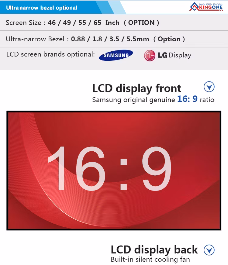 Touch Screen Narrow Bezel 3.5mm Splicing Screen Advertising Monitor Wall Video Display