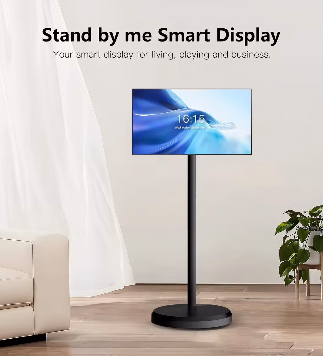 Portable 24 Inch Smart TV with Touch Display Screen & Rotate Function Floor Standing Monitor for Work Studying Workout Gaming