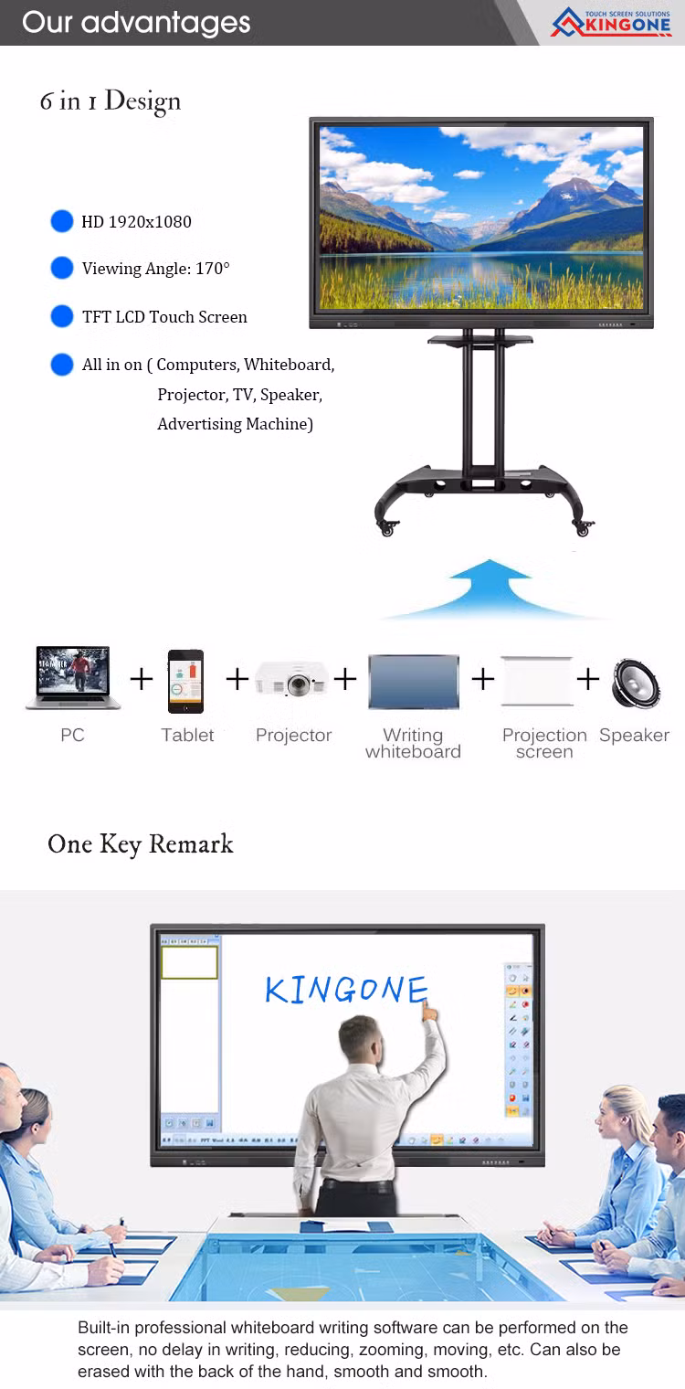 Flat Panel Smart Board Multi Touch 65 Inch TV Standalone Interactive Whiteboard