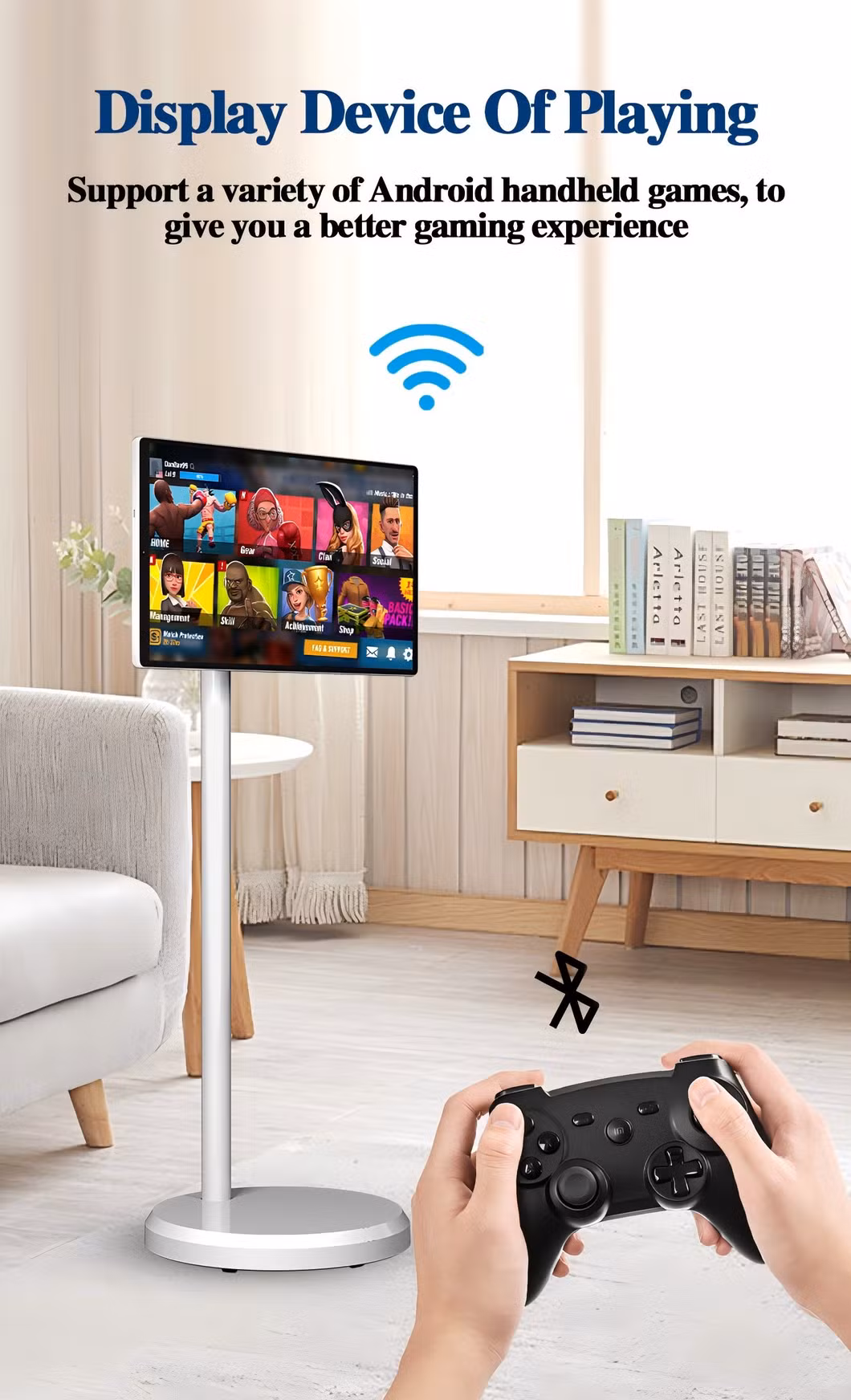 27 Inch Portable Android Smart Touch Screen TV Battery-Powered LCD Display Indoor Studying TV
