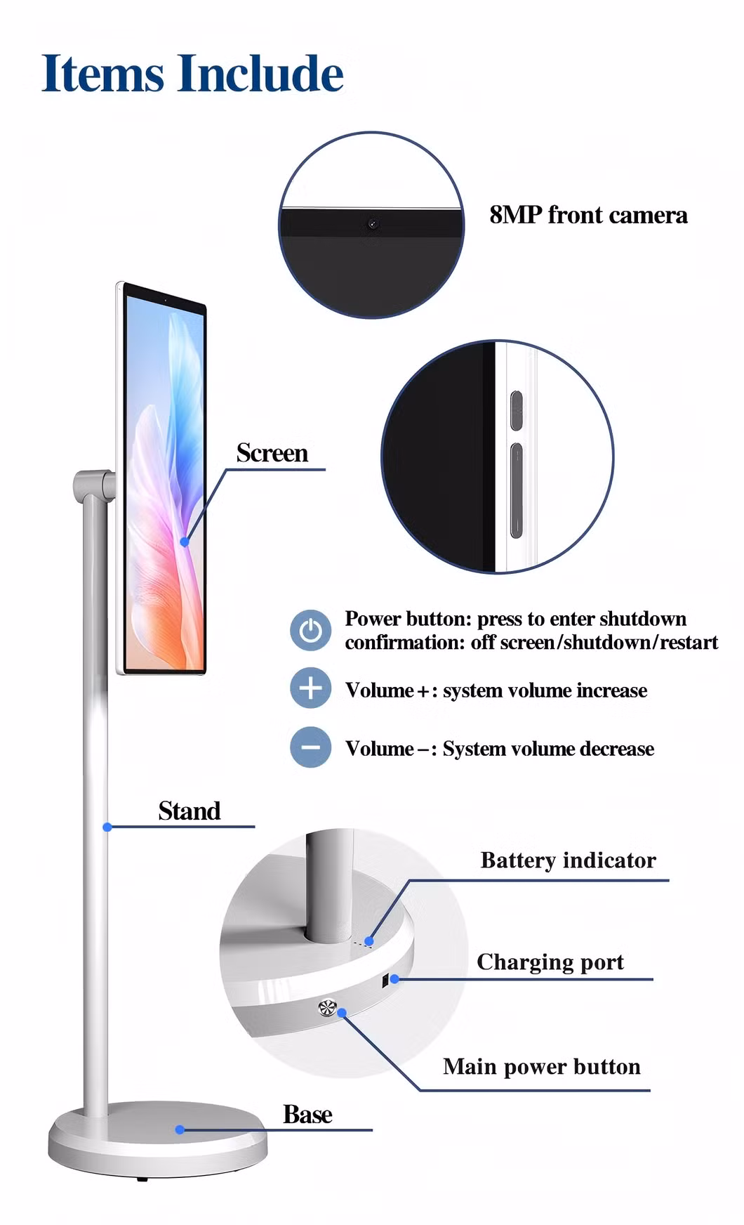 27 Inch Portable Android Smart Touch Screen TV Battery-Powered LCD Display Indoor Studying TV