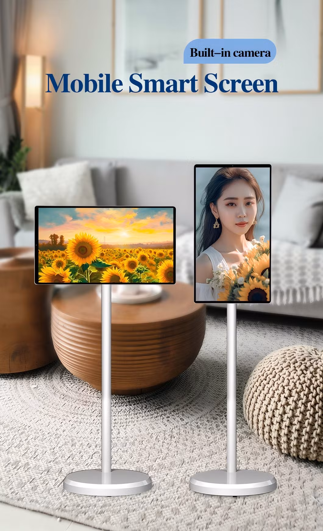 27 Inch Portable Android Smart Touch Screen TV Battery-Powered LCD Display Indoor Studying TV