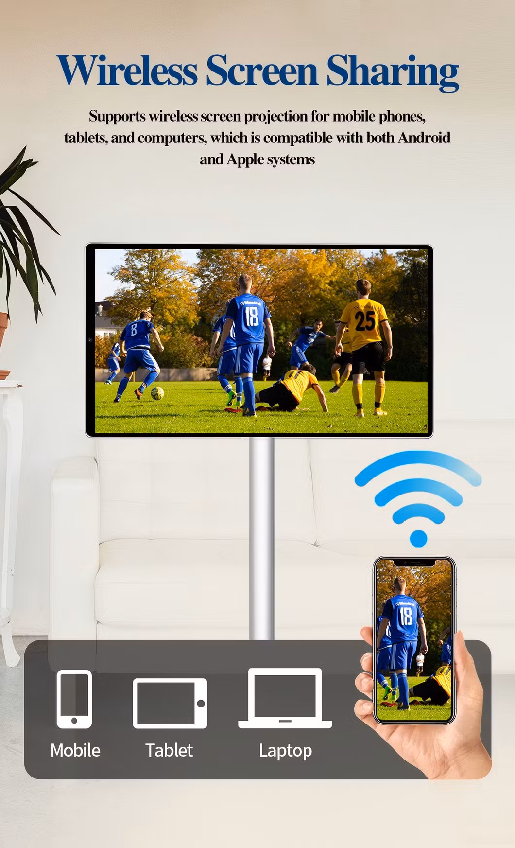 27 Inch Portable Android Smart Touch Screen TV Battery-Powered LCD Display Indoor Studying TV