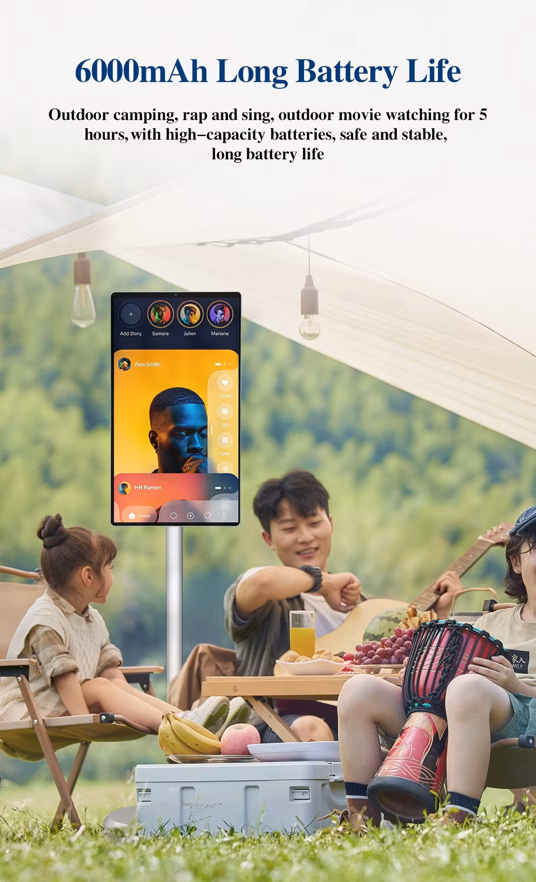 27 Inch Portable Android Smart Touch Screen TV Battery-Powered LCD Display Indoor Studying TV