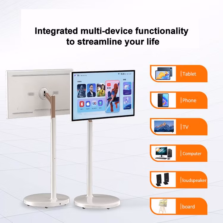 27, 32 Inch Stand by Me Smart Television in Cell Touch Monitor LCD Screen 2K Panel Rotating TV with Android 12