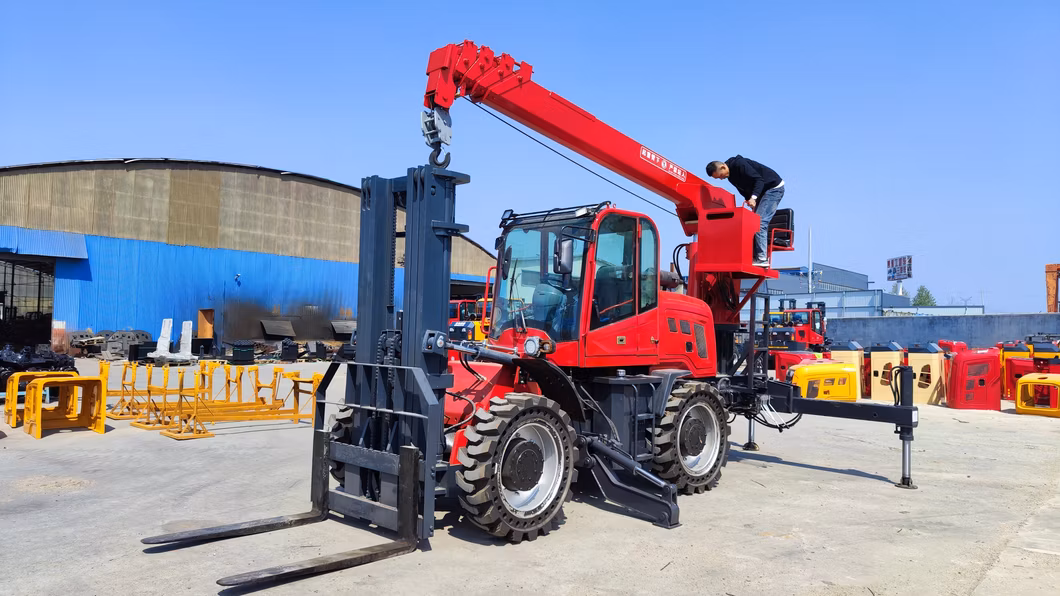 4X4 off-Road Rough Terrain Forklift Trucks 4.5 Tonne Front/Rear Articulated CE Euro V EPA Engine Multifunctional Industrial Forklift Trucks, Customisable