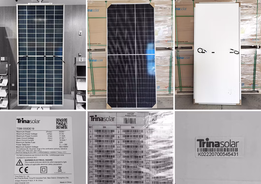 Trina Vertex S Black Frame Mono Panneau Solaire 450wp 650W 670W Bifacial PV Module