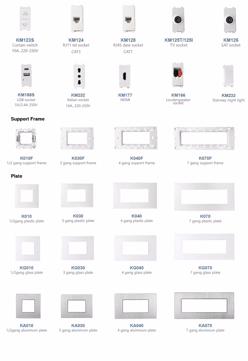 Italian Modular Flush Type Wall Switch Accessories 3 Gang Support frame