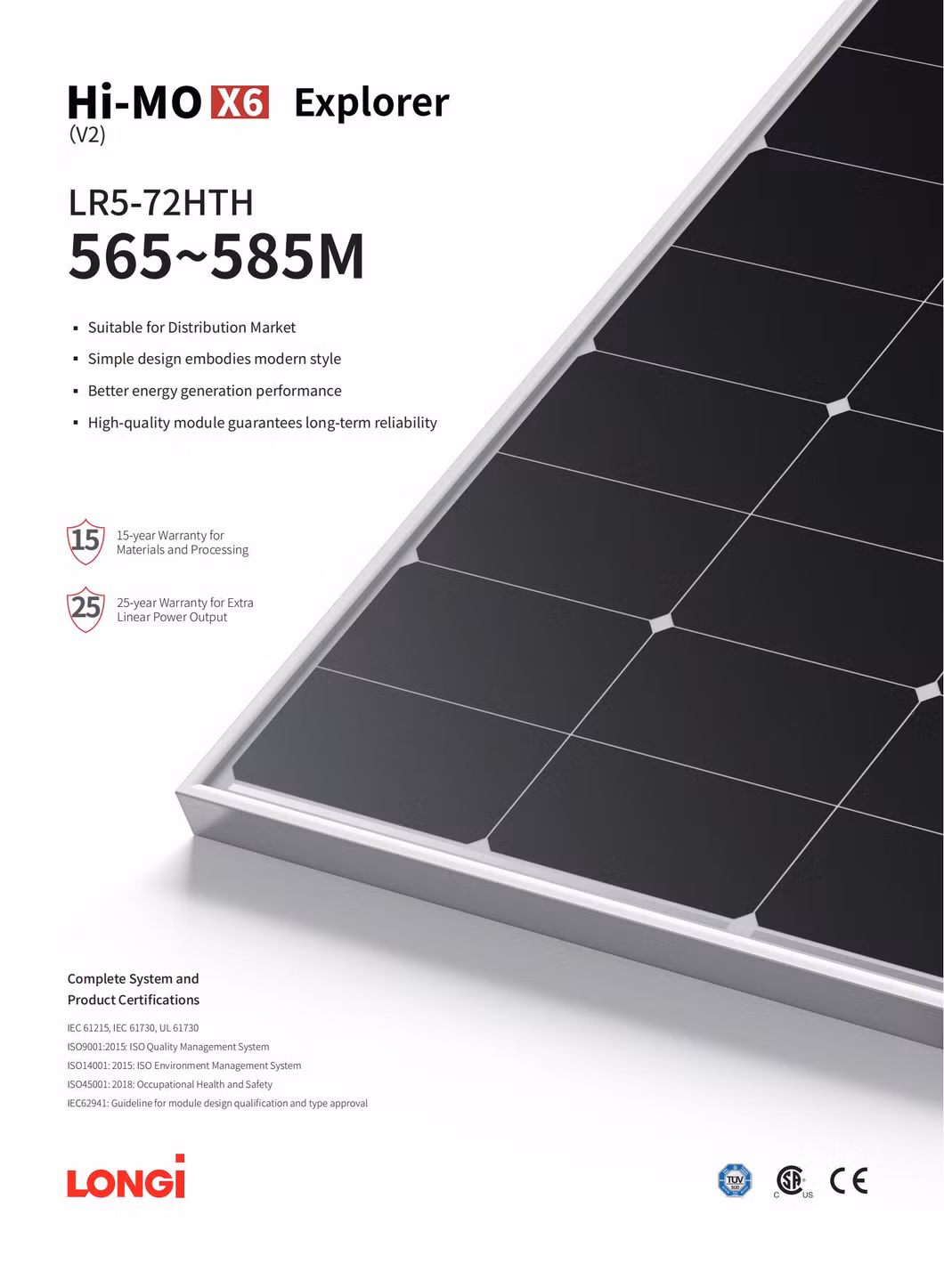 Longi Solar Panel 410W Photovoltaic Modules Solar Panels Black Frame in Stock